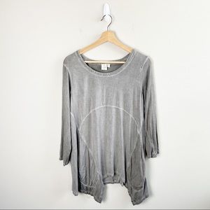 St. Tropez Faded Wash Gray High Low Long Sleeve Top